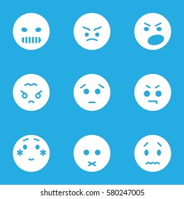 angry vector icons. Set of 9 angry filled icons such as sad emot