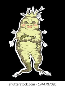 Angry vector mandragora, fat root. Sticker