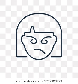 Angry vector outline icon isolated on transparent background, high quality linear Angry transparency concept can be used web and mobile