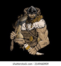 Angry Viking Blonde Vector Illustration