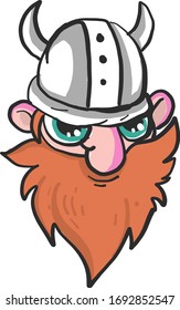 Cabeza de Viking enojada, ilustración, vector sobre fondo blanco