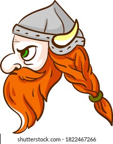Angry viking, illustration, vector on white background