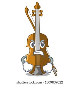 Angry violin in the cartoon music room
