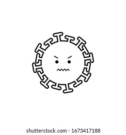Angry virus border icon on grey background. Emotions. Coronavirus. Black icon
