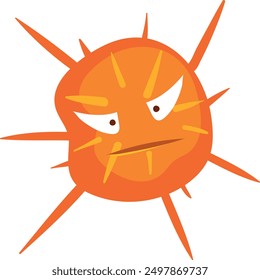 Angry virus cartoon character. Infection germ with evil face