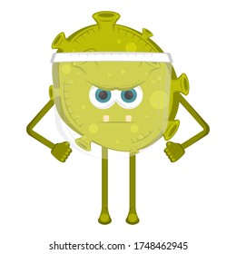 Angry virus cartoon over a colored background - Vector