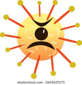 Angry Virus Cartoon Representing Illness and Microbiological Concepts