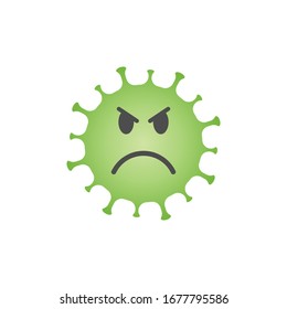 Angry virus face icon. Coronavirus disease symbol. Influenza epidemic fury wrath logo. Sars covid-19 sign. Isolated on white background. Vector illustration image.