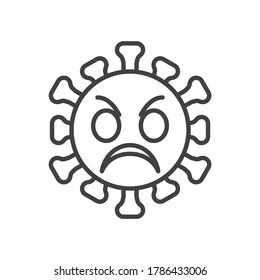 Icono de la línea Face de virus enojado. signo de estilo lineal para concepto móvil y diseño web. Icono vectorial del contorno emoticono del coronavirus enojado. Símbolo, ilustración del logotipo. Gráficos vectoriales