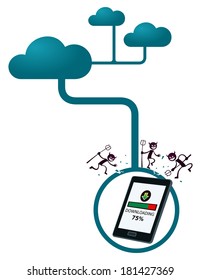 angry virus interrupting download process on a gadget