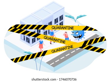 angry virus running after scared person on street