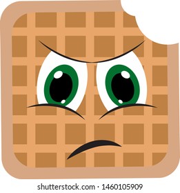 Angry waffle, illustration, vector on white background.