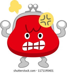 Angry wallet character