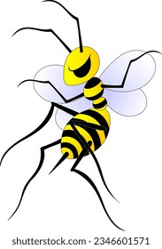 angry wasp, striped insect with a stinger