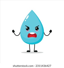angry water drop stand in front his friend. aqua activity vector illustration flat design.