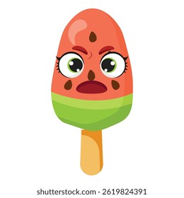 Angry watermelon ice cream character