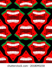 Angry Watermelon pattern seamless. Evil fruit background