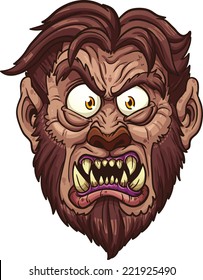 Angry werewolf face. Vector clip art illustration with simple gradients. All in a single layer.