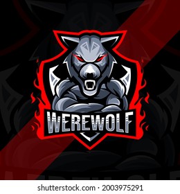 Angry werewolf mascot logo esport template