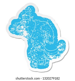 angry werewolf quirky cartoon distressed sticker of a wearing santa hat