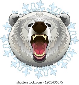 angry white bear with background