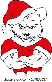 Angry White Bear Santa Claus Wearing Christmas Hat Svg File For Your Design