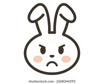 Angry white rabbit face icon illustration