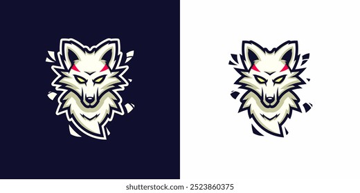 Logo de la mascota del lobo blanco enojado 