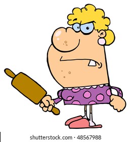 Angry Wife With A Rolling Pin