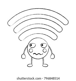 angry wifi kawaii icon image 