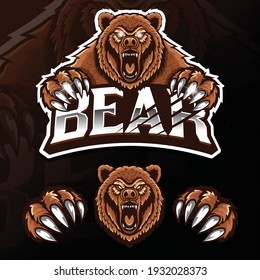 angry wild animal bear esport logo illustration