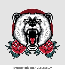 angry wild animal head expression illustration