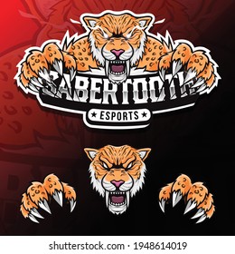 angry wild animal sabertooth esport logo illustration