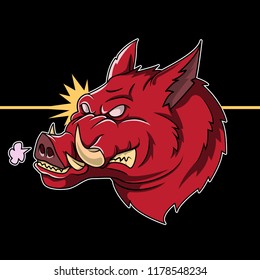 Angry wild boar head vector illustration