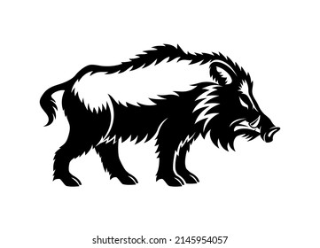 Angry wild boar icon isolated on white background.