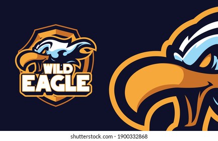 angry wild eagle head mascot sports logo illustration