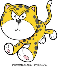 Angry Wild Leopard Vector Illustration Art