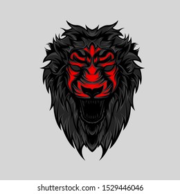 Angry Wild Lion Head Geometric Vector