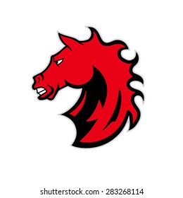 Angry wild stallion in cartoon design for mascot or equestrian sports design