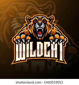 Angry wildcat face mascot logo design