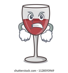 Angry wine mascot cartoon style