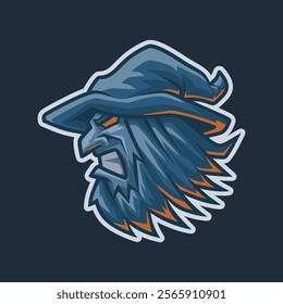 Angry Wizard Head Esport Mascot Vector Illustration is perfect for your brand business