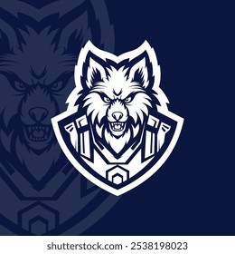 Angry wolf with armor mascot esport logo design illustration