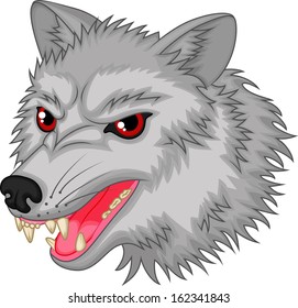 Angry wolf cartoon character