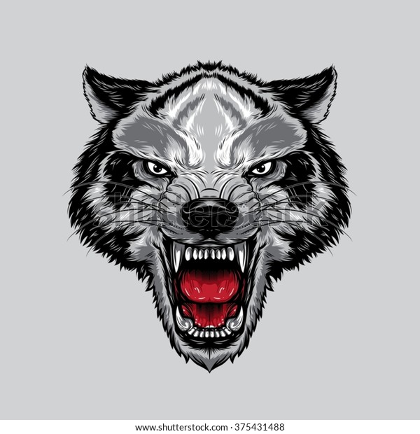 Image Vectorielle De Stock De Visage De Loup En Colere Un 375431488