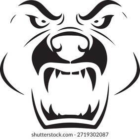 Conjunto de cara de lobo enojado Vector de silueta. Silueta negra agresiva de la cara del lobo