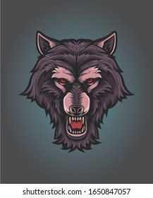 wütender Wolf-Gesichtsbild-Vektorillustration
