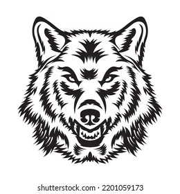 Angry Wolf Face Vector Illustration, Perfect For Tattoo, Mascot And Tshirt Design