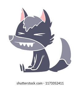 caricatura de estilo de color llano de lobo enojado