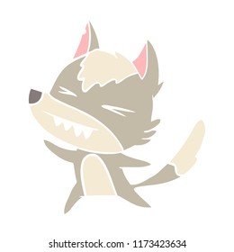 caricatura de estilo de color llano de lobo enojado
